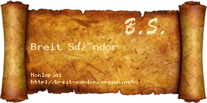 Breit Sándor névjegykártya